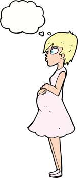 cartoon pregnant woman with thought bubble png