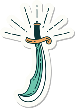 sticker of a tattoo style scimitar sword png