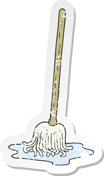 retro distressed sticker of a cartoon mop png