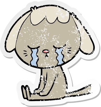 distressed sticker of a cartoon dog png