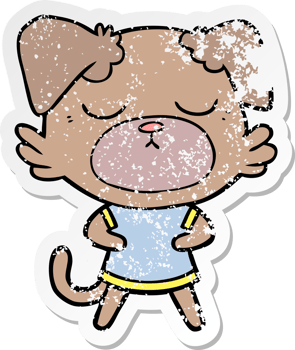 distressed sticker of a cute cartoon dog png