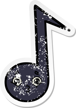 distressed sticker of a cute cartoon musical note png