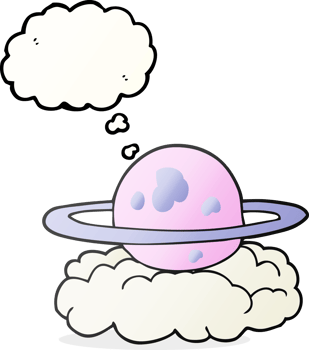 hand drawn thought bubble cartoon alien planet png