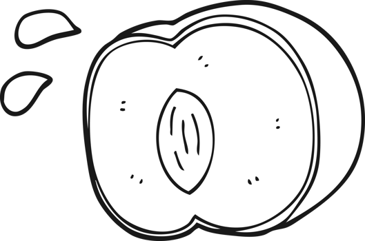 hand drawn black and white cartoon juicy peach png