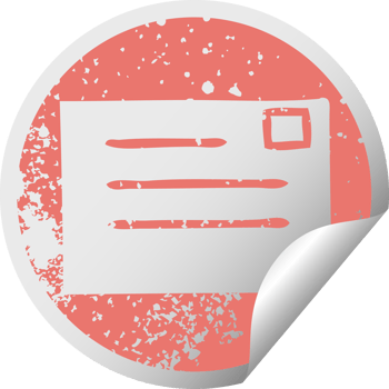 distressed circular peeling sticker symbol of a letter png