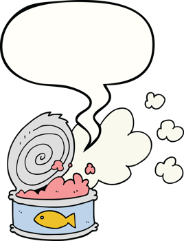 cartoon smelly can of fish with speech bubble png