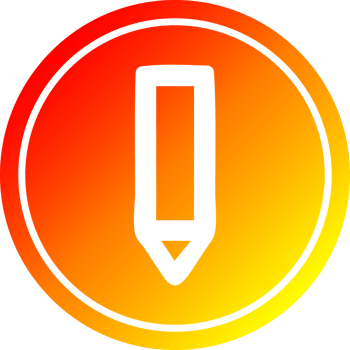 simple pencil circular icon with warm gradient finish png