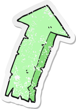retro distressed sticker of a cartoon arrow png