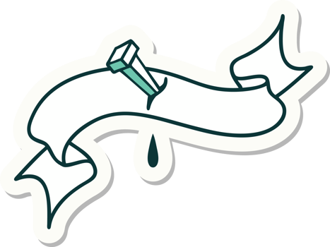 tattoo style sticker with banner of iron nail png