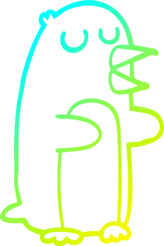 cold gradient line drawing of a cartoon penguin png