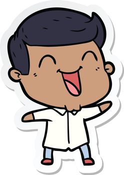 sticker of a cartoon man laughing png