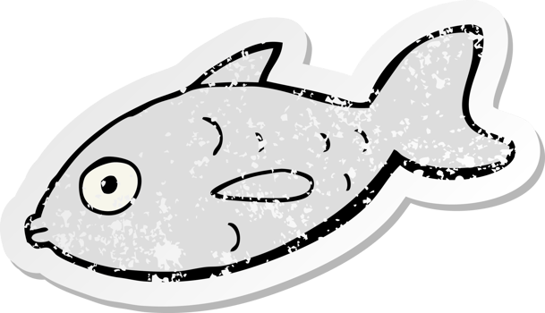 distressed sticker of a cartoon fish png