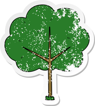 distressed sticker of a quirky hand drawn cartoon tree png