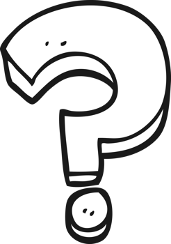 hand drawn black and white cartoon question mark png