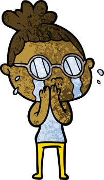 cartoon crying woman wearing spectacles png