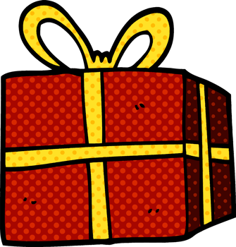 cartoon doodle wrapped present png