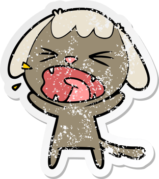 distressed sticker of a cute cartoon dog barking png
