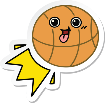 sticker of a cute cartoon basketball png