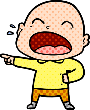 cartoon shouting bald man png