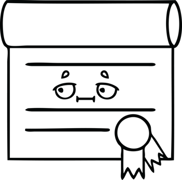 line drawing cartoon of a certificate png