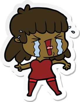 sticker of a cartoon woman in tears png