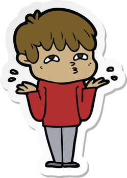 sticker of a cartoon man confused png