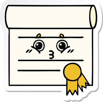 sticker of a cute cartoon certificate png