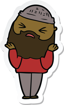 sticker of a cartoon man with beard png