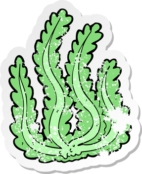 retro distressed sticker of a cartoon seaweed png