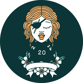 icon of human rogue with natural 20 dice roll png