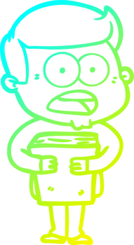 cold gradient line drawing of a cartoon shocked man png