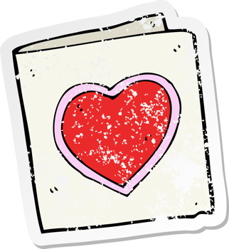 retro distressed sticker of a cartoon love heart card drawing png