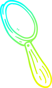 cold gradient line drawing of a cartoon magnifying glass png