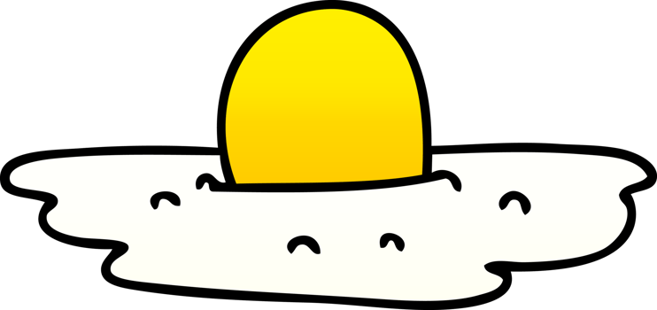 gradient shaded quirky cartoon fried egg png