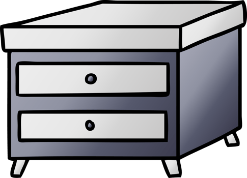 hand drawn gradient cartoon doodle of a bedside table png