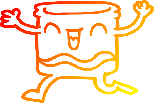 warm gradient line drawing of a cartoon happy tumbler png