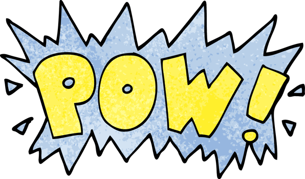 cartoon doodle word pow png