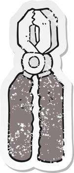 retro distressed sticker of a cartoon pliers png