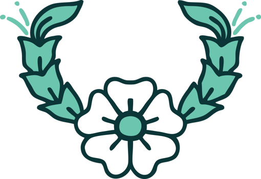 iconic tattoo style image of a decorative flower png