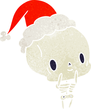 hand drawn christmas retro cartoon of kawaii skeleton png
