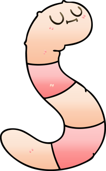 gradient shaded quirky cartoon worm png