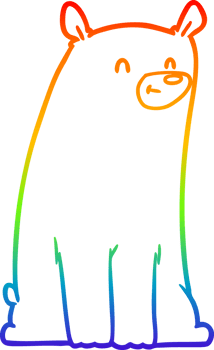 rainbow gradient line drawing of a cartoon bear png