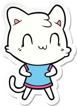sticker of a cartoon happy cat png