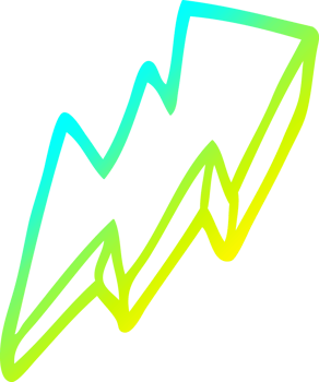 cold gradient line drawing of a cartoon lightning bolt symbol png