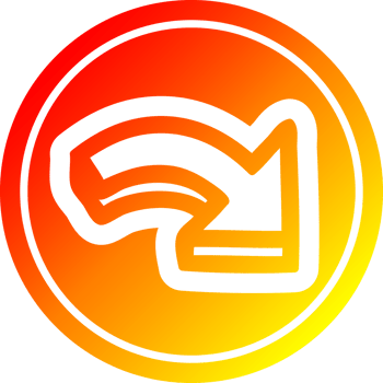 direction arrow circular icon with warm gradient finish png