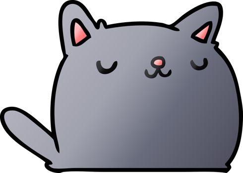 gradient cartoon illustration of cute kawaii cat png