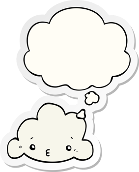 cartoon cloud with thought bubble as a printed sticker png