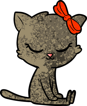 cute cartoon cat with bow png