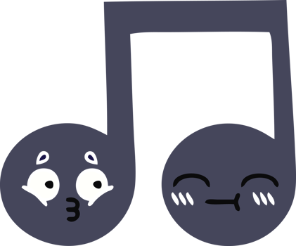 flat color retro cartoon of a musical note png