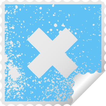 distressed square peeling sticker symbol of a multiplication symbol png
